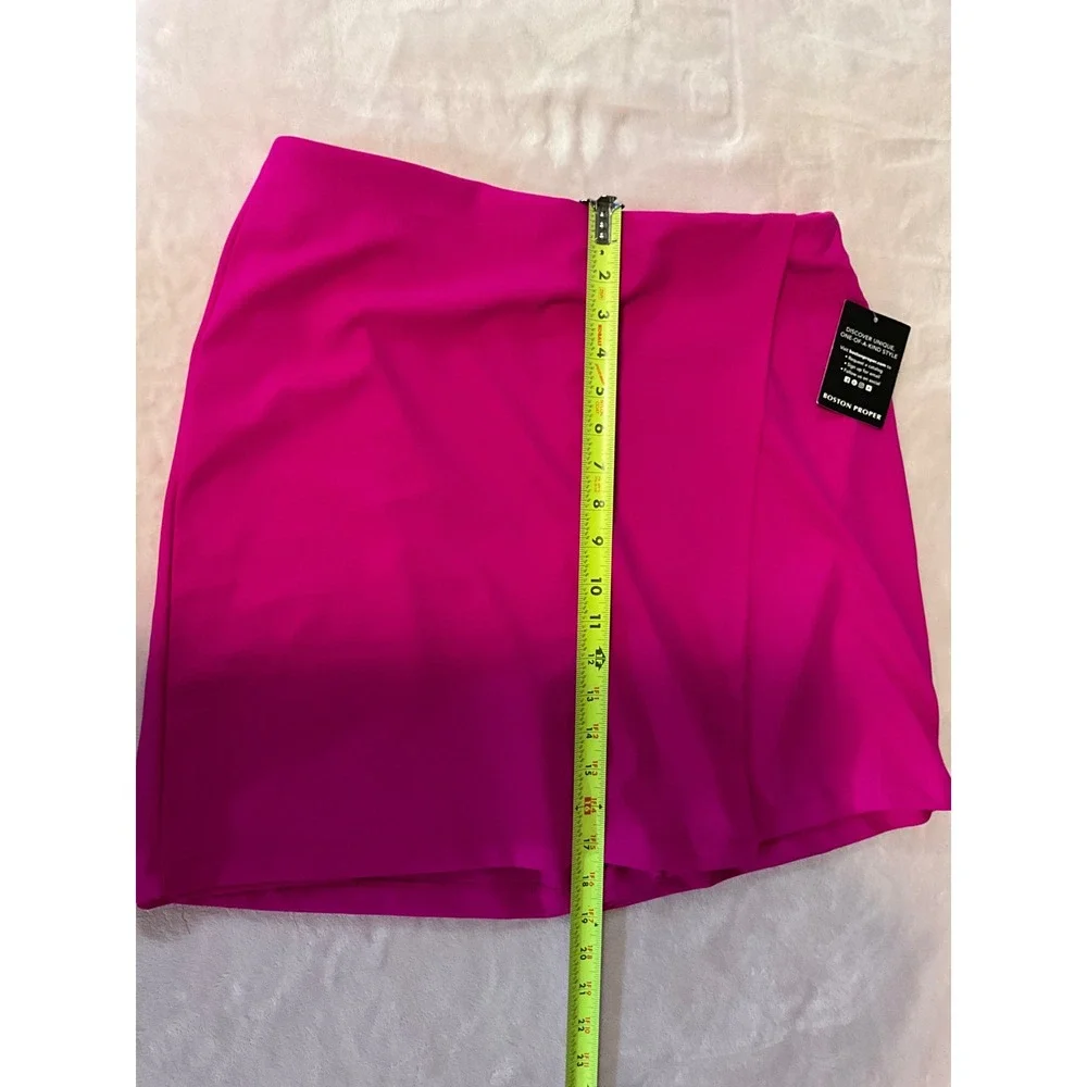 Boston Proper Beyond Travel Skort Fuchsia Pink Wrap Front Size M NEW